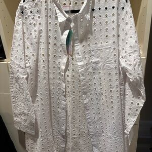 White Cotton Eyelet Big Shirt XL